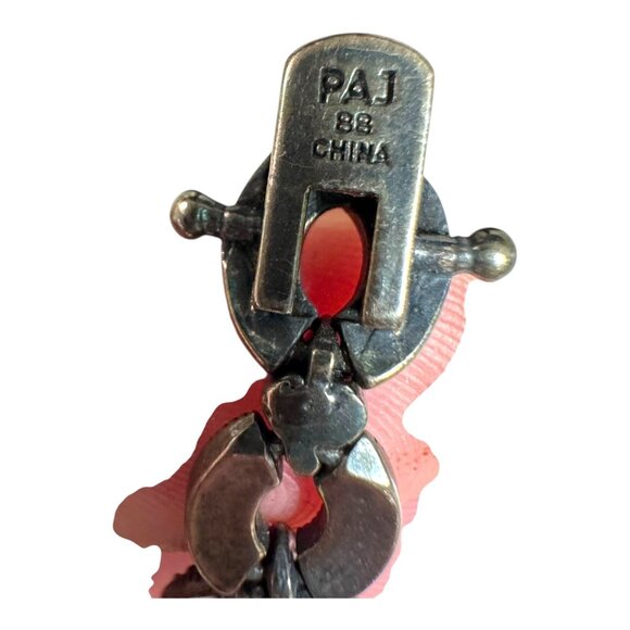 Vintage PAJ 925 Sterling Silver Bracelet Art Deco Black Onyx Mother of Pearl 7" - Picture 4 of 8